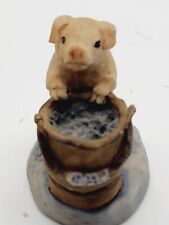 Hawick Scotland Arista Design VINTAGE mini Pig With Bucket Signed picture