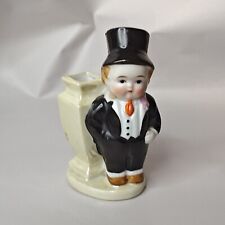 Vintage 20s Little Boy Top Hat Bud Vase Cupie Style Japan Ceramic 4.5