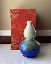 VTG Chinese Crystalline Glazed Porcelain Vase in Decorative Box, Unmarked, 11.5” picture