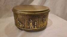 VTG Guildcraft Paradise Fruitcake Tin - Gold Embossed Decor Footed Container picture
