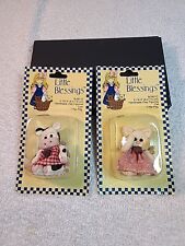 Vintage Suzi Little Blessings 2”  Handmade Clay Cat & Cow Figurines 1994 picture