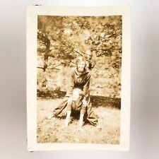 Affectionate Girls Playing Leapfrog Photo 1930s Young Women Play Snapshot C2883 picture