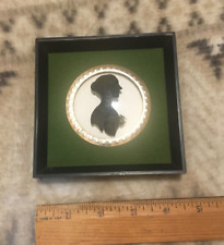VTG Reverse Painted Framed Silhouette Victorian Lady Cameo HC Bassett England picture