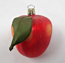Vintage Christborn Blown Glass Sugared Apple Christmas Ornament 3 1/2
