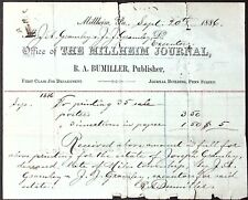 1886 The Millheim Journal R.A. Bumiller Publisher Billhead MILLHEIM PA picture