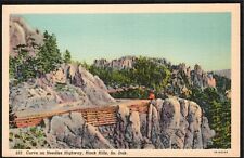 Old Vintage Postcard Curves on the Needles Highway Black Hills South Dakota 1940 picture