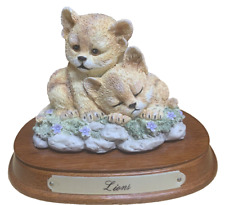 Lion Cubs Endangered Young'uns Collectable Ruth J. Bill D. Morehead Wood Base picture