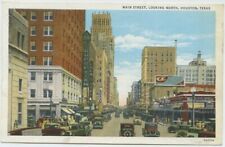 Houston Tx Main St Looking North Vintage Postcard Texas White Border picture