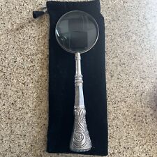 Vintage Magnifying Glass Large Decorative Handheld Magnifier Black Bag Case A19 picture