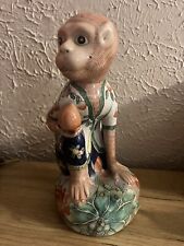 Vintage Chinese Monkey  Ceramic Figurine Sun Wukong w/Peach of Immortality 11