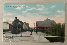 1916 Grand Rapids & Indiana Depot - Cadillac, Michigan - Postcard picture