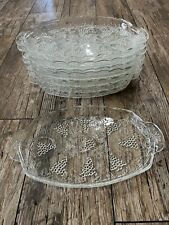Elegant Design Glass 8 Pc OVAL Luncheon /Snack Plates VTG Anchor Hocking Grapes picture