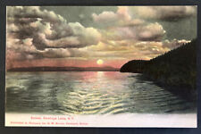 Postcard Saratoga Lake New York Sunset water moon UDB picture