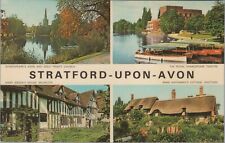 Stratford Upon Avon Anne Hathaway's Cottage Shottery Chrome Vintage Post Card picture