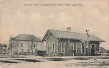 Big Four Railroad Depot Star Opera House Agosta Ohio OH Quack Medicine c1910 PC picture