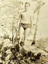 Vtg Photo 1930s Shirtless Handsome Young Man Beefcake Swimsuit Bulge Gay Int picture