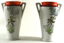 Vintage Porcelain Hand Painted Vase Japan looks like a Blue Winged Warbler Bird picture