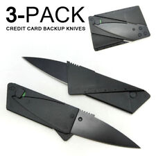 Folding Credit Card Wallet Knife BUNDLE of 3 Sharp Stainless Backup Blade Gift picture