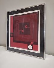Awesome RARE Vintage Mid Century Retro 70s 60s 1969 Red Maze Signed Art Piece picture