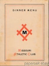 1909 Dinner Menu For Missouri Athletic Club picture