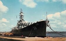 SS Massachusetts BB-59 Navy Military Ship Taunton Fall River MA Vtg Postcard B39 picture