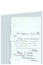 1884 Handwritten Letter William E Butter History New Bedford MA Massachusetts picture