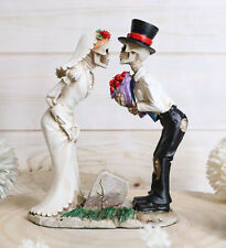 Ebros Love Never Die Romantic Skeleton Bridal Couple Wedding First Kiss Figurine picture