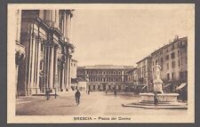 Brescia Piazza del Duomo Postcard Italy Bicycle Riders Statue Fountain picture