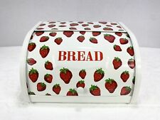 Vintage Strawberry Design Sliding Door Farm Style Bread Box Cottagecore Country picture