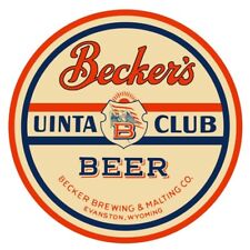 Becker's Uinta Club Beer Evanston Wyoming NEW Sign 28