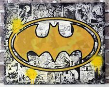Batman Symbol Paper Collage Artwork on Canvas Panel (16x20) picture