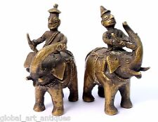 Pair of Vintage Handcrafted elephant with warrior rider figures Decor. G7-703  picture