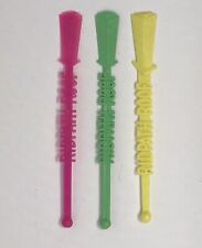 3 Vintage 60's Swizzle Stir Sticks Pink Green Yellow Ridpath Roof Drink picture