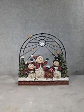 Vintage Ceramic/Metal Snowman Carolers Hanging or Tabletop Decoration  picture