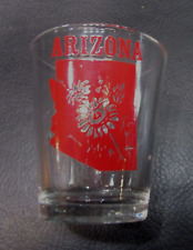 Vintage 1990s Red Clear Arizona State Shape Souvenir Bar Liquor Retro Shot Glass picture
