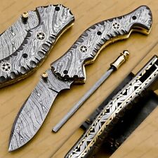 Custom Hand Made Damascus Steel Lxuary Knife Folding Pocket Knife Hunting Knife picture