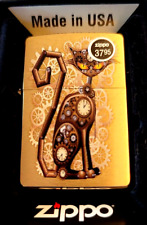 Zippo Steampunk 'The Cat' Beautiful Artwork on Brushed Brass, 2022  picture