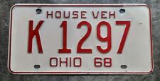 Vintage 1968 Ohio License Plate House Vehicle K 1297 picture