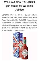 Tabasco Pepper Sauce Diamond Jubilee 2012 Limited Edition Rare Sealed SALE picture