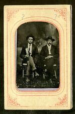 Antique Tintype Photo HANDSOME RUGGED MEN - ONE HOLDS CIGAR Gay Interest picture