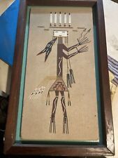 Mid Century Navajo Indian Sand Painting Healing Gods 10.5x18.5x2” picture