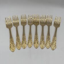 Set of 8 Hanford Forge H.F. Ltd. Flatware Salad Forks Gold Plated Stainless picture