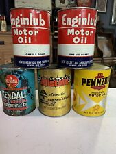 Vintage Kendall Pennzoil Allstate+ Composite Motor Oil Racing Quart Oil Cans (5) picture