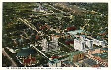 Bird's Eye View of Portion of Salt Lake City, UT, Linen Vintage Postcard b3797 picture