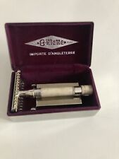 Gillette Raised Flat Bottom RFB British Pat Double Edge Safety Razor 1930 s  picture
