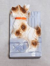 Vintage Scottie Dog by Fence Porcelain Wall Pocket Made in Japan picture