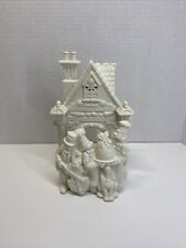 PARTYLITE VILLAGE BAKERY CAROLERS TEA LIGHT CANDLE HOLDER WHITE CREAM PORCELAIN picture