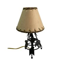 Bear Fetish Table Lamp Arrowhead Cast Iron Rustic Southwest Leather Lace 12