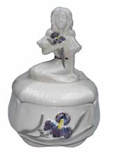 Statue Covered Dish Belle Epoque Sigma,Girl With Iris, Tastesetters Japan 1970s picture