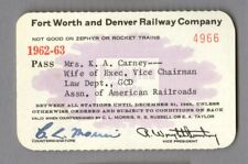 Annual pass - Forth Worth & Denver City Railway 1962-1963 #4966 picture